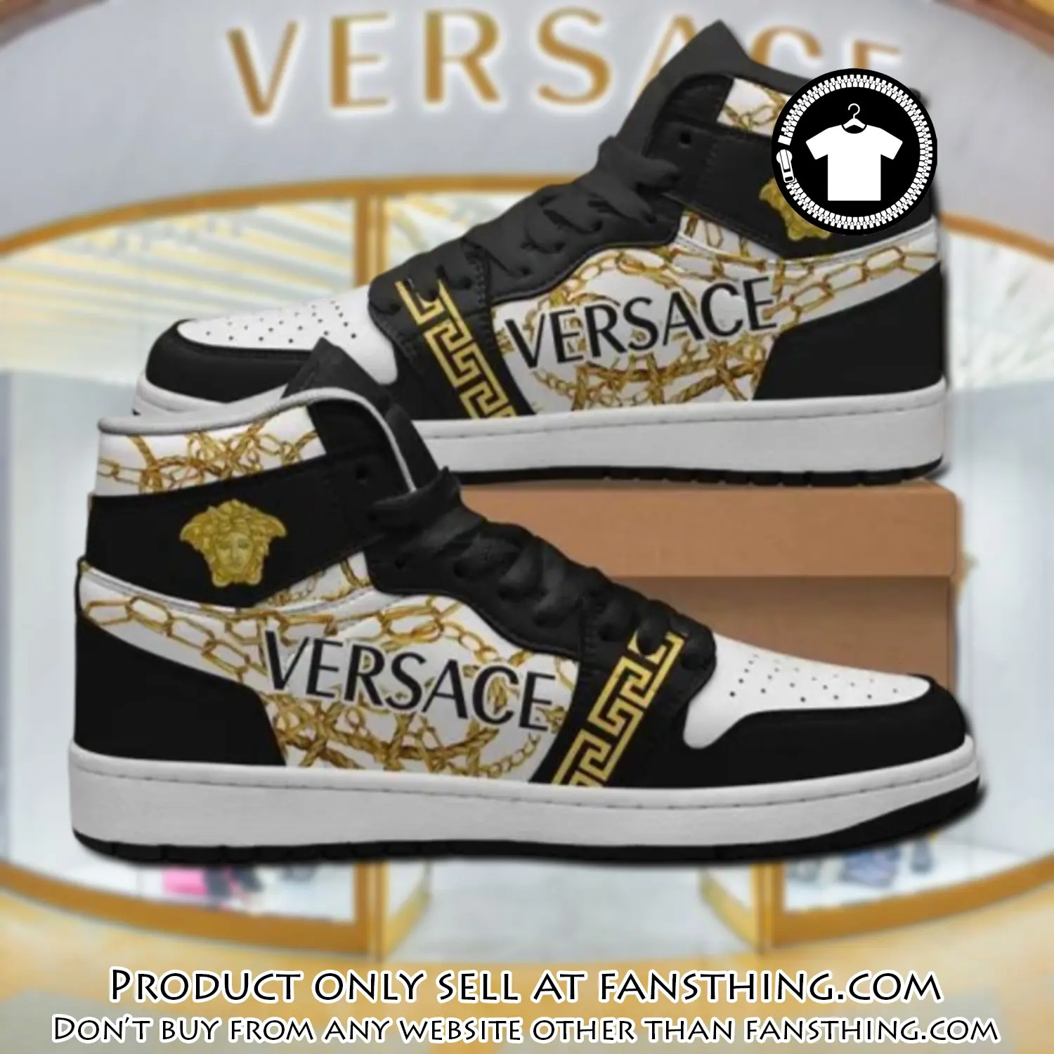 Black white gianni versace high air jordan sneakers shoes hot  gifts unisex fst4529948